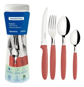 Jogo De Talheres Inox Faqueiro 24p Tramontina Ipanema Goiaba