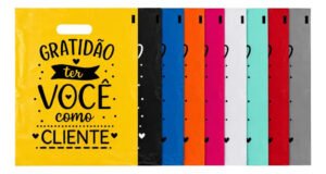 Kit 50 Sacolas Gratidão 30×40 Boca De Palhaço Personalizada Cor Amarelo