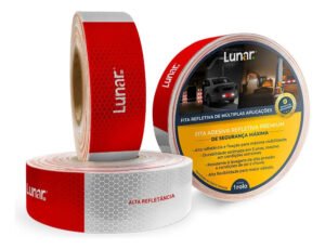 Fita Faixa Luminosa Refletiva Automotiva Decorativa 5cm X 10m Vermelha e Branca – Lunar Brasil