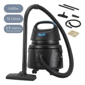 Aspirador de Pó e Água Electrolux Compacto Potente 1400W Função Sopro 12L total 5L útil protetor térmico AWD01