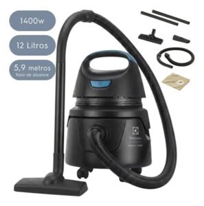 Aspirador de Pó e Água Electrolux Compacto Potente Função Sopro 1400W 12L total 5L útil protetor térmico AWD01