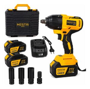 Chave De Impacto a Bateria 550Nm Profissional Recarregável 4ah Brushless Parafusadeira Furadeira Alta Potência Sem Escova 2 Baterias MESTRI M-110