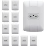 Kit 10 Conjunto 4×2 1 Tomada 2p+t 10a Tramontina Aria 250v Cor Branco