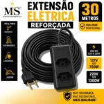 Extensão Elétrica 30 Metros Reforçada 10/20a Obra Profissional Tomada Em Barra Ms Eletro Eletrônica