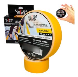 Fita Antiderrapante 50 Mm X 10 Metros – Amarela + Isolante Cor Amarelo