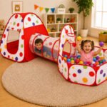Barraca Infantil Cabana 4 Em 1 Piscina De Bolinha Túnel Toca Cesta De Basquete Menina Menino Crianças Circus