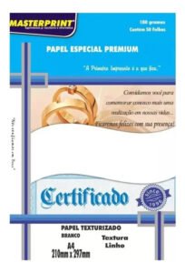 Papel Opaline A4 Vergê Branco 180g 50 Folhas Masterprint Texturizado