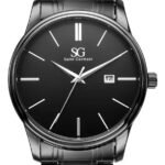 Relógio Chroma Masculino Preto Saint Germain Clássico Caixa Preta Detalhes Prata 42mm