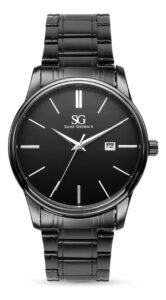 Relógio Chroma Masculino Preto Saint Germain Clássico Caixa Preta Detalhes Prata 42mm