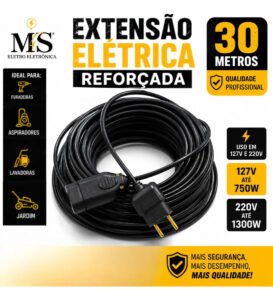 Extensão Elétrica 30 Metros Reforçada 10a/20a Obra Profissional Ms Eletro Eletrônica
