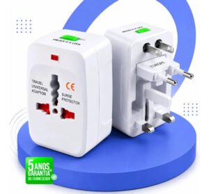 Adaptador de Tomada Universal para Viagem Internacional Bivolt 110/220V Compatível com +150 Países EUA Europa Reino Unido Austrália Japão Adaptador Universal de Energia Portátil para Celular SAMZHE