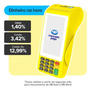 Maquininha De Cartão Pro 3 Mercado Pago Point Amarela Tim 4g/Wifi/Nfc