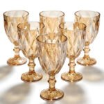 Jogo 6 Taças Vidro Diamond Transparente Ambar Bico De Jaca 330ml