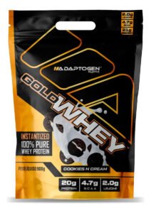 100% Gold Whey Refil Concentrado 900g – Adaptogen Science Sabor Cookies
