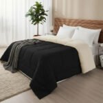 Edredom Sherpa Cobertor E Coberdrom Casal Queen Grosso Cores Preto
