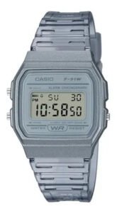 Relógio unissex Casio Vintage Digital F-91ws-8 Cor de fundo: cinza, pulseira, cor cinza, moldura, cinza