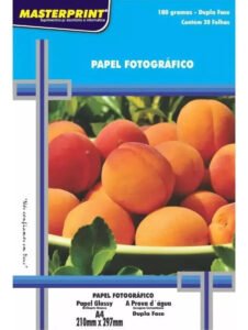 Papel Fotográfico 180g Dupla Face 100 Folhas A4 Brilhante Branco