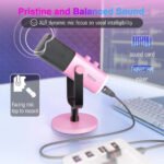 Microfone Dinâmico Fifine AM8W XLR USB Cardioide Rosa RGB Gamer