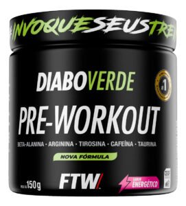Pré Treino Pre Workout DIABO VERDE Pote 150g Sabor Energético FTW
