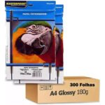 Papel Fotográfico Glossy Masterprint A4 180g Branco 300 Folhas