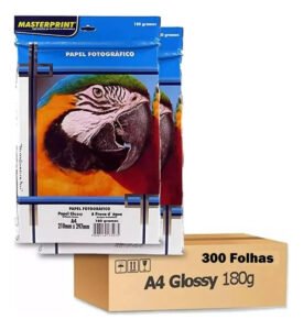 Papel Fotográfico Glossy Masterprint A4 180g Branco 300 Folhas