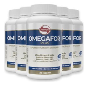 Kit 5 Omegafor Plus Vitafor Ômega 3 120 Cápsulas Sem Sabor