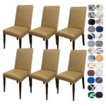 Kit 6 Capa Cadeira Jantar Tecido Importado Spandex Mais Resistente Elástico Cor Bege