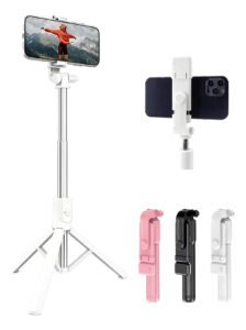 Bastão Pau de selfie Tripé Retrátil Com Controle Bluetooth Celular, Tripé Bastão De Selfie Extensível, Preto, Branco, Rosa