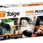 Luva vinil+ Nitrílica Talge Preto Tamanho P Sem Pó Uso Alimentar e Tattoo