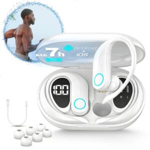Fone de Ouvido Bluetooth 5.3 Tws Sem Fio Esportivo Compatível Com iPhone Samsung Xiaomi Motorola Com Gancho Premium Branco