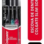 Escova de Dentes Colgate Slim Soft Black Pacote 3 unidades