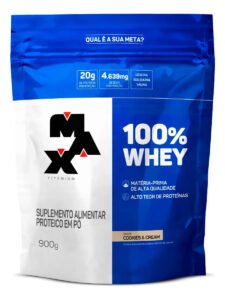 100% Whey 900g Refil Max Titanium Whey Concentrado Sabor Cookies & cream