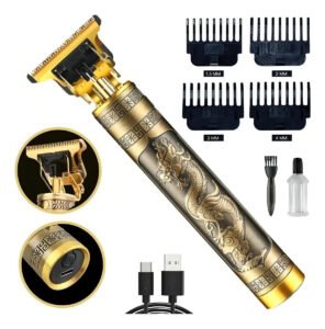Máquina de Cortar Cabelo Barba Hair Trimmer T-Blade USB Bronze