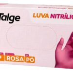 Luvas de Nitrila Talge Antiderrapantes Rosa Hipoalergênicas Tamanho P 100 Unid