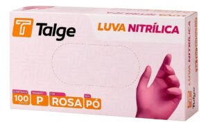 Luvas de Nitrila Talge Antiderrapantes Rosa Hipoalergênicas Tamanho P 100 Unid