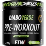 Pré Treino Pre Workout DIABO VERDE Pote 150g Sabor Maça Verde FTW