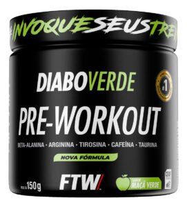 Pré Treino Pre Workout DIABO VERDE Pote 150g Sabor Maça Verde FTW