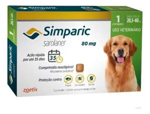Simparic Caixa 1 Comprimido Cães 20 A 40 Kg 80 Mg Zoetis