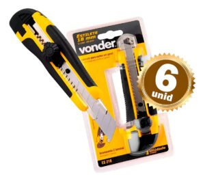 Kit 6 Estiletes Profissional Vonder Atacado Com Trava 18mm