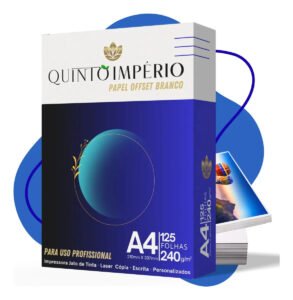 Papel Offset 240g A4 Branco 125 Folhas Premium Sulfite Quinto Império