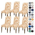 Kit 6 Capa Cadeira Jantar Tecido Importado Spandex Mais Resistente Elástico Cor Coke Creme
