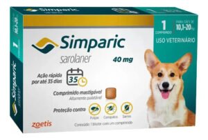 Antipulgas e Carrapatos Cães Simparic Zoetis 40 Mg 10,1 A 20 Kg 1 Unidade