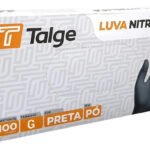 Luvas descartáveis antiderrapantes Talge Luva Nitrílica cor preto tamanho G de nitrila x 100 unidades