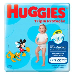 Fraldas Huggies Rápida absorção XGG em kit de 22 x 22 unidades