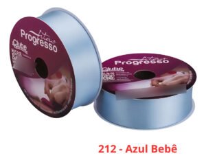 Fita Cetim Progresso Nº9 38mm 50m Azul Bebê Rolo Artesanato Laços