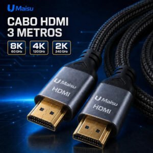Cabo Hdmi 3 Metros 2.1 8k 4k Ultra HD Full Hd Blindado Speed Para Projetores Ps5 Xbox E Smarttv