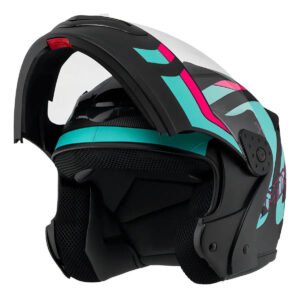 Capacete Robocop Escamoteável Fechado Mixs Gladiator Delta S Cor Azul Rosa Fosco Tamanho do capacete 56