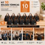 Pack 10 Bolsas Térmicas Lancheira Tche Amo de 12 L, Dobrável e Com Alça