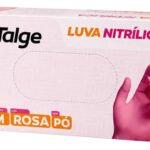 Luvas Nitrílicas Rosa Talge Antiderrapantes Hipoalergênicas Tamanho M 100 Unidades