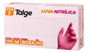 Luvas Nitrílicas Rosa Talge Antiderrapantes Hipoalergênicas Tamanho M 100 Unidades
